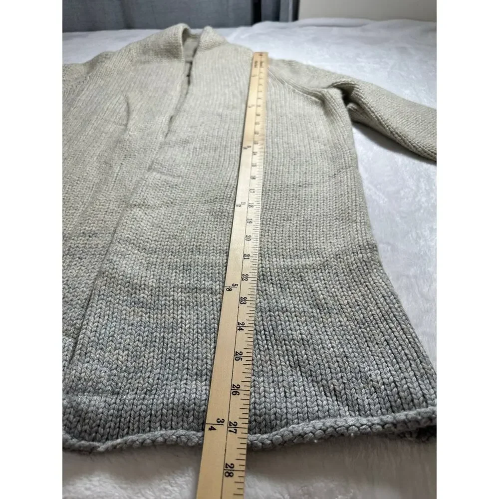 NWT Theory Chunky Knit Wool Blend Ombre Cardigan Size Large Gray/Oatmeal
